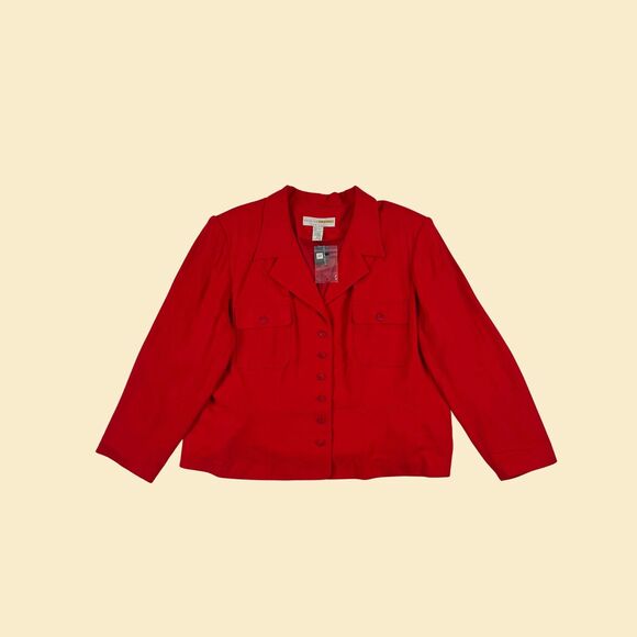 1990s red blazer , size 26 vintage Kathryn Deene rayon jacket, new old stock - Picture 1 of 8